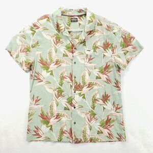 Buffalo David Bitton Shirt Mens Medium Green Hawaiian Canadian Design Button-Up